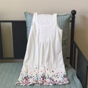 Sundress with bright flowery trim